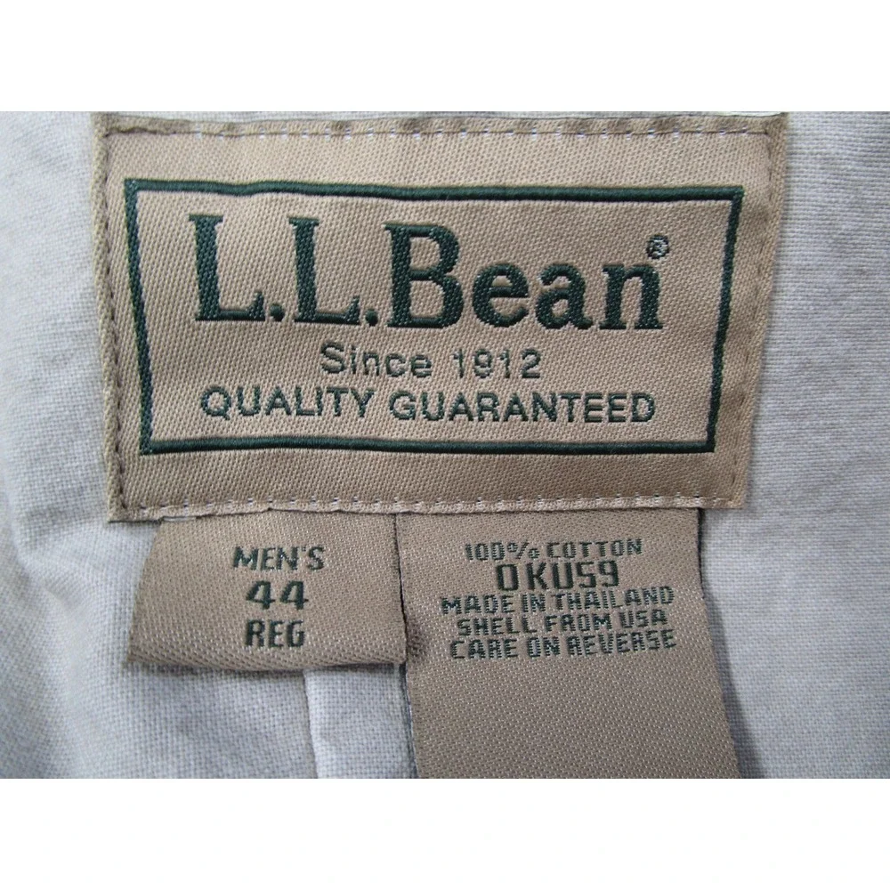 LL Bean Mens Blazer 44 Reg Tan Khaki 2 Button Sport Coat Jacket 0KU59 Y2K